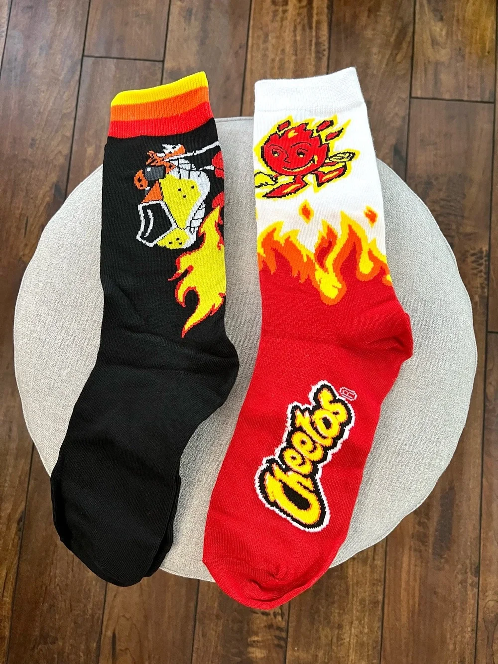 Cheetos Flamin’ Hot Crunchy Crew Socks 2 Pair Unisex Size 8 to 12 New In Package